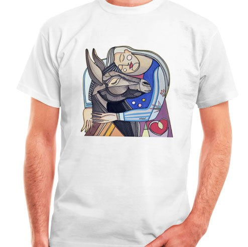 T-Shirt donna uomo bambino Donna con Asino