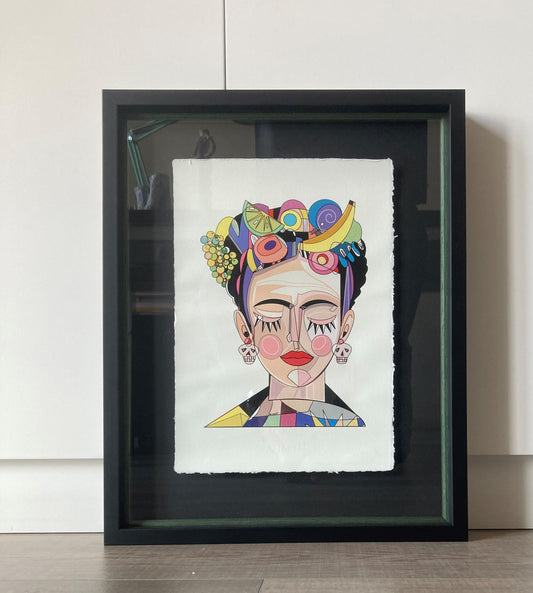 Stampa su carta d'Amalfi con cornice Frida Kahlo