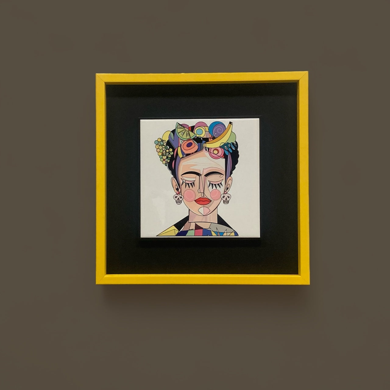 Piastrella in ceramica con cornice Frida Kahlo